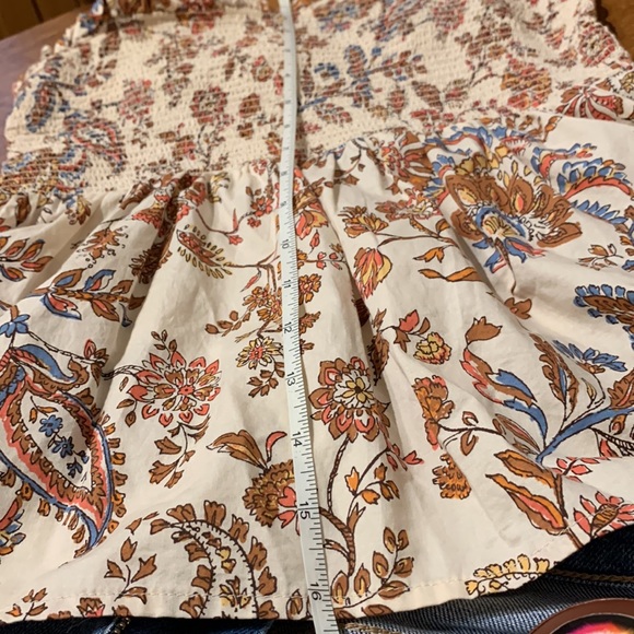 Smocked Baby Doll Tank • Peplum Ruffled Hem • Fall Colors • size Small/Medium - Picture 12 of 15